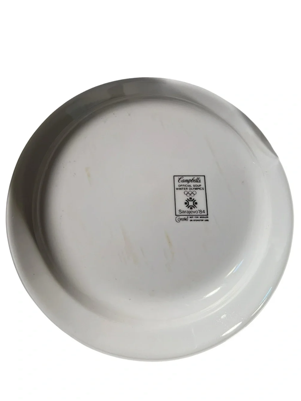 Vintage Campbell’s Soup 1984 Sarajevo Winter Olympics Milk Bowl Corelle Corning